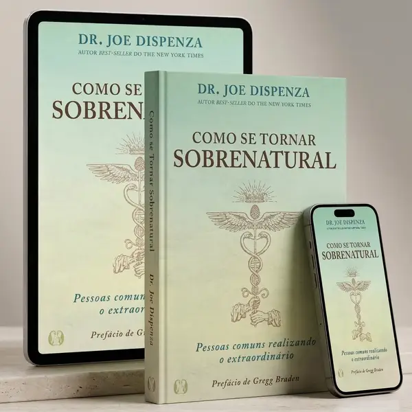 Mockup do livro Como se Tornar Sobrenatural com tablet, livro físico e celular